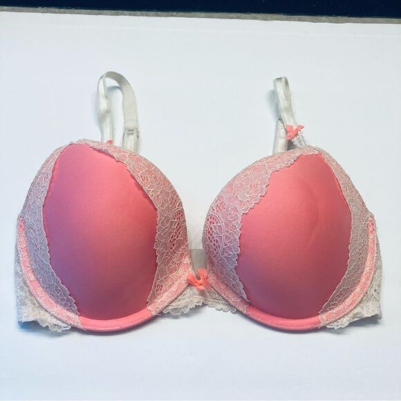 Victorias Secret Dream Angels Pushup Bra Iridescent‎ Lace Padded Underwire 32DD - Picture 1 of 5